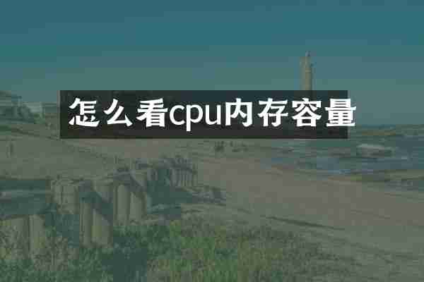 怎么看cpu内存容量