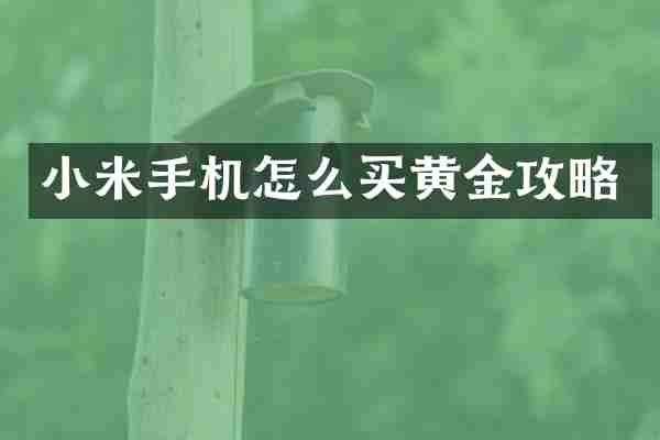 小米手机怎么买黄金攻略