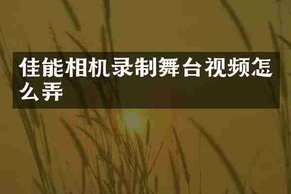佳能相机录制舞台视频怎么弄