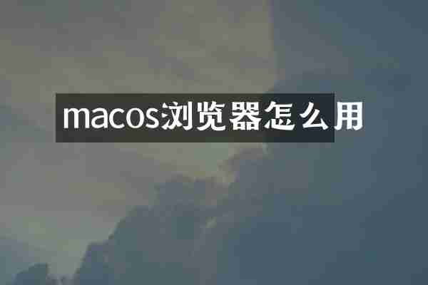macos浏览器怎么用