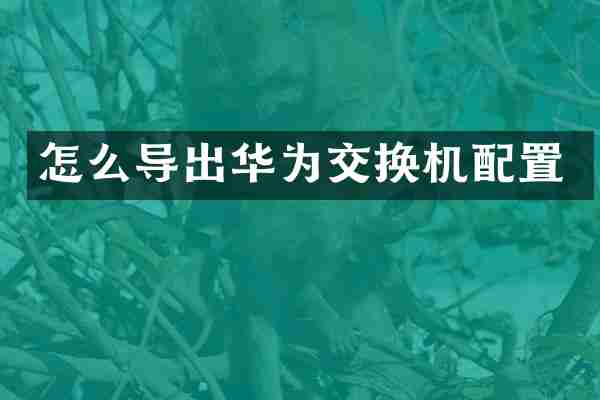 怎么导出华为交换机配置