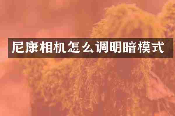 尼康相机怎么调明暗模式