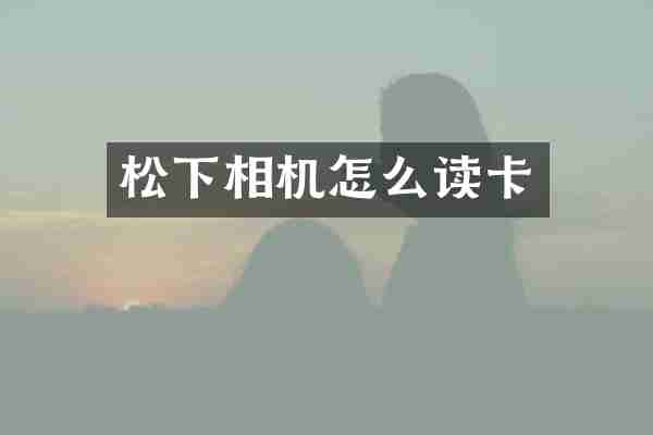 松下相机怎么读卡