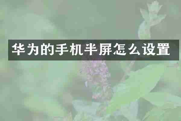 华为的手机半屏怎么设置