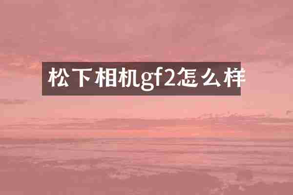 相机gf2怎么样