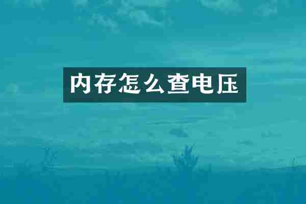 内存怎么查电压