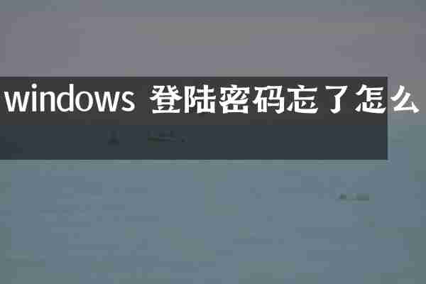 windows 登陆密码忘了怎么办