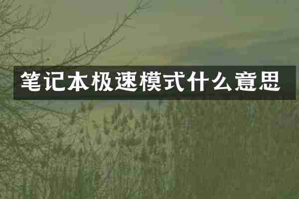 笔记本极速模式什么意思