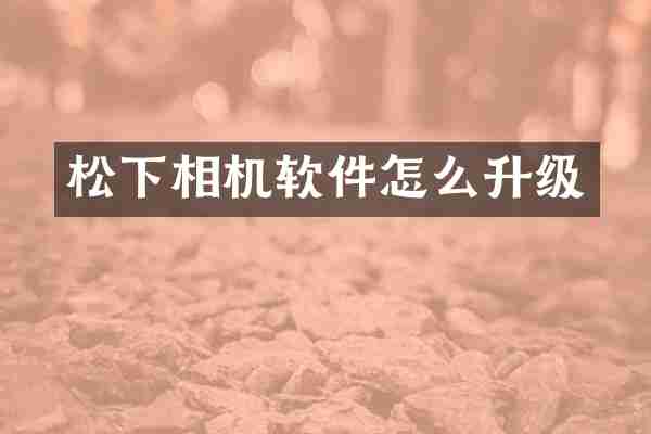 松下相机软件怎么升级