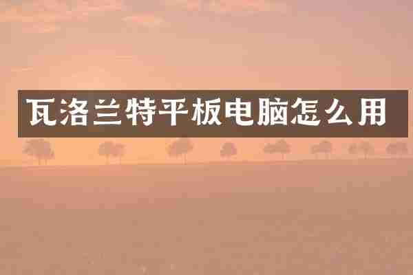 瓦洛兰特平板电脑怎么用