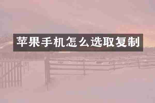苹果手机怎么选取复制