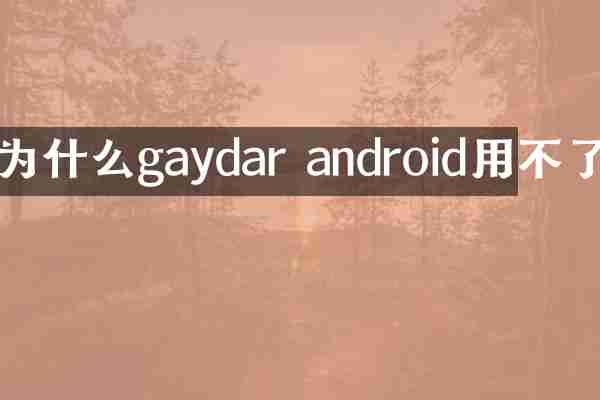 为什么gaydar android用不了