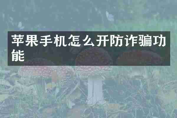 苹果手机怎么开防诈骗功能