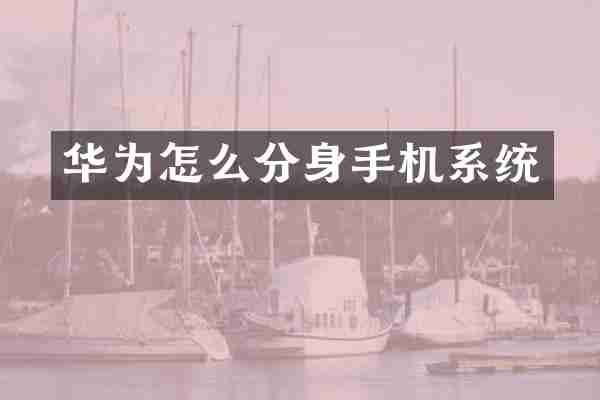 华为怎么分身手机系统