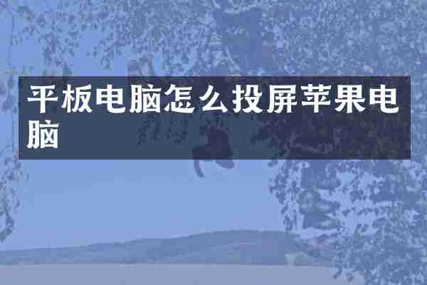 平板电脑怎么投屏苹果电脑