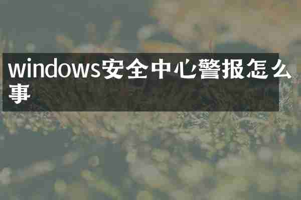 windows安全中心警报怎么回事