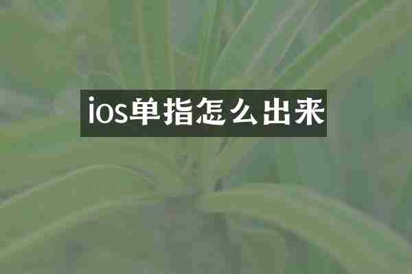 ios单指怎么出来