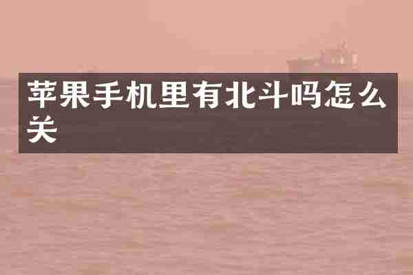 苹果手机里有北斗吗怎么关