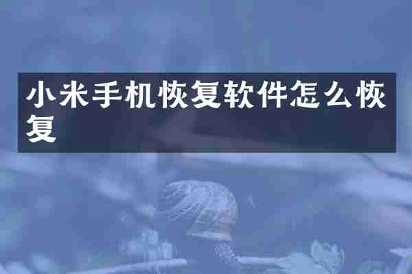 小米手机恢复软件怎么恢复