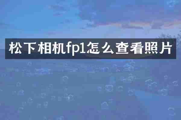 松下相机fp1怎么查看照片