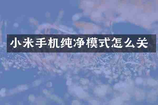小米手机纯净模式怎么关