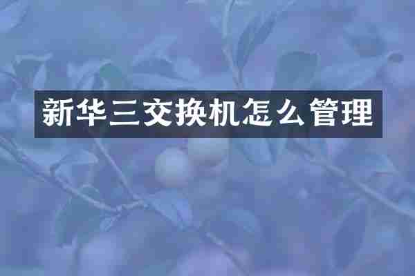 新华三交换机怎么管理