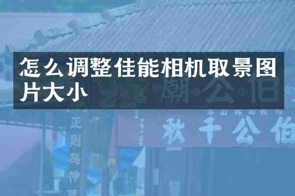 怎么调整佳能相机取景图片大小