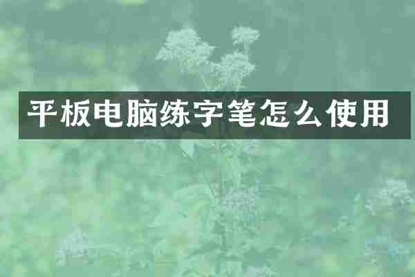 平板电脑练字笔怎么使用