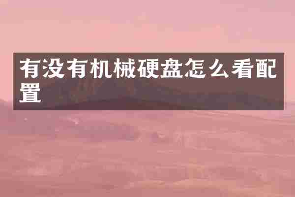 有没有机械硬盘怎么看配置