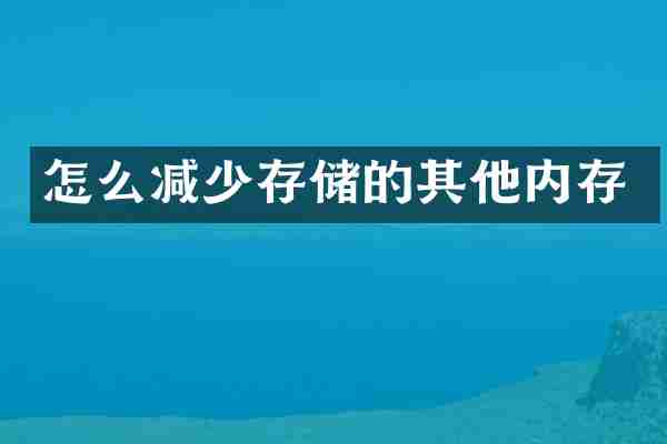 怎么减少存储的其他内存