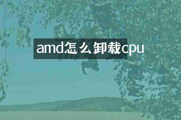 amd怎么卸载cpu