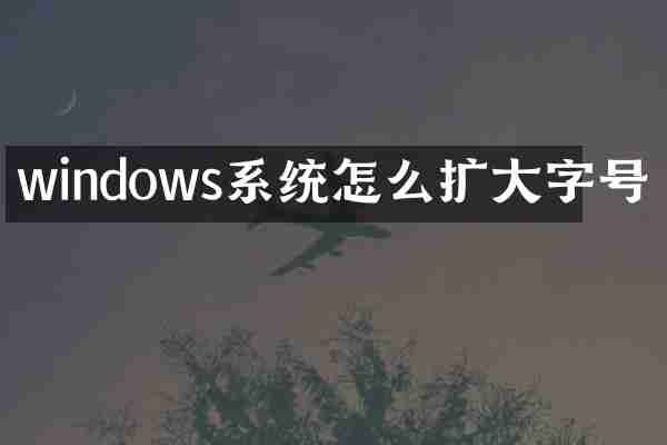 windows系统怎么扩大字号