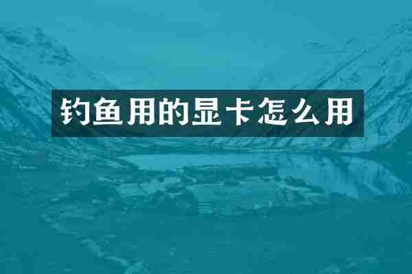 钓鱼用的显卡怎么用
