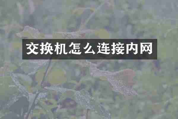交换机怎么连接内网
