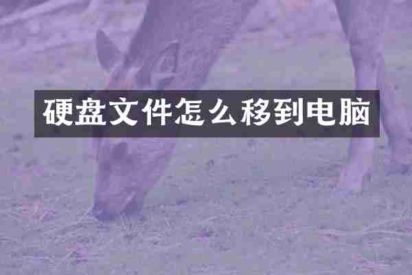 硬盘文件怎么移到电脑