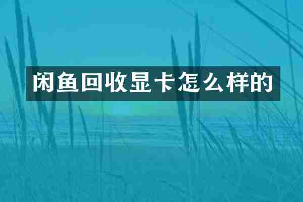 闲鱼回收显卡怎么样的