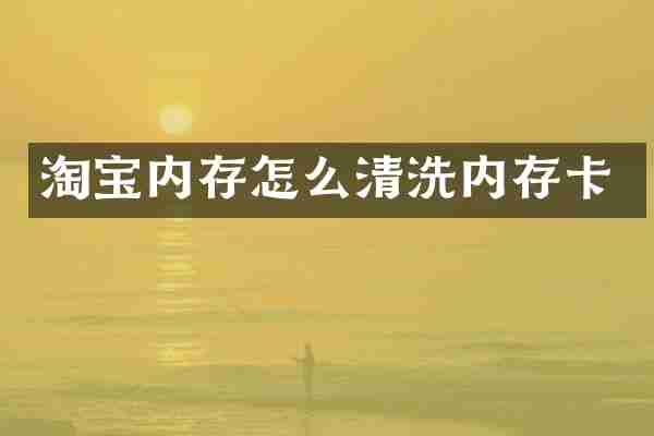 淘宝内存怎么清洗内存卡