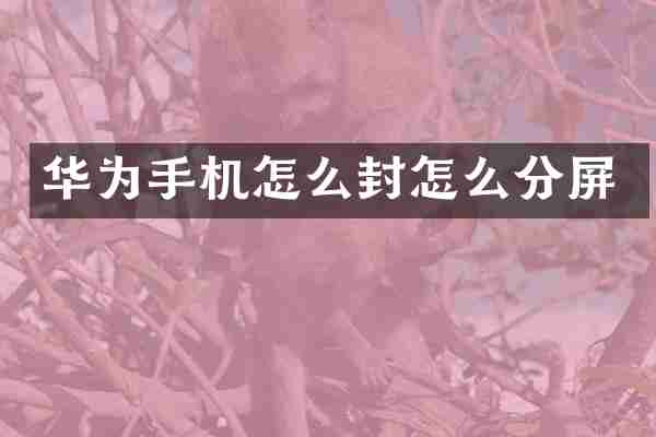 华为手机怎么封怎么分屏
