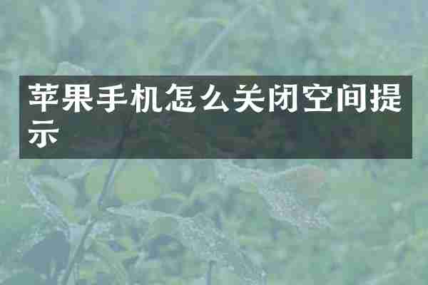 苹果手机怎么关闭空间提示