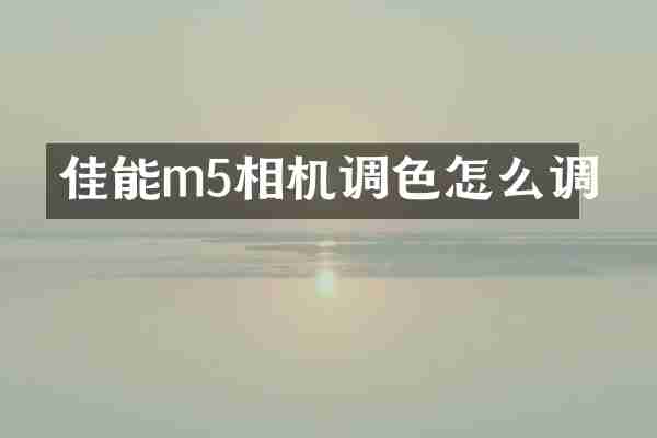 佳能m5相机调色怎么调