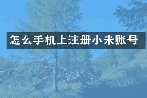 怎么手机上注册小米账号