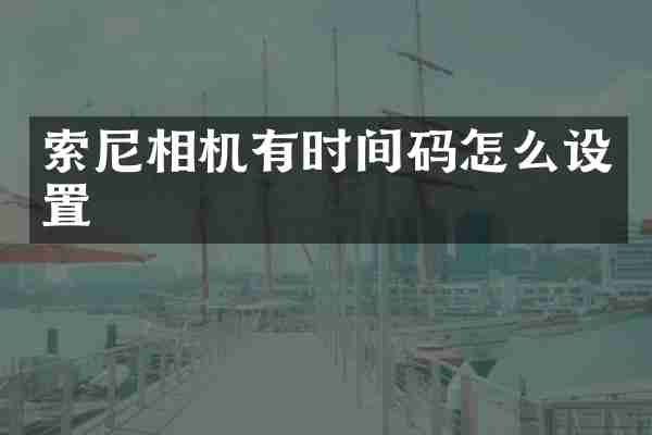 索尼相机有时间码怎么设置