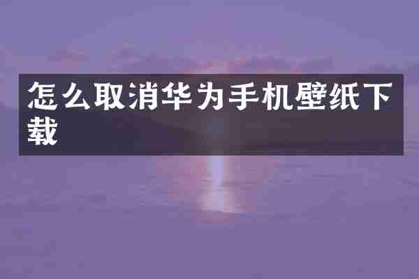 怎么取消华为手机壁纸下载