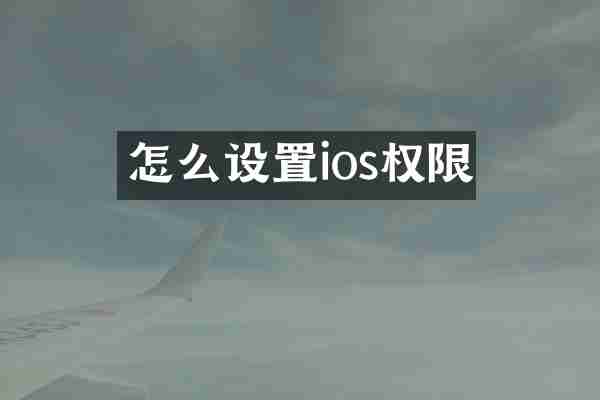 怎么设置ios权限