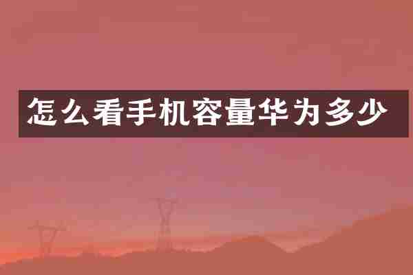 怎么看手机容量华为多少