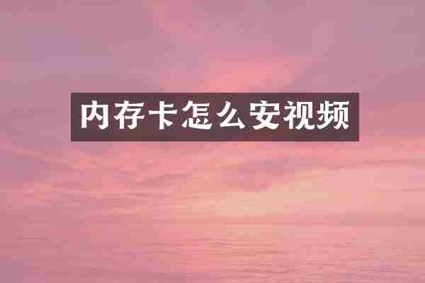内存卡怎么安视频