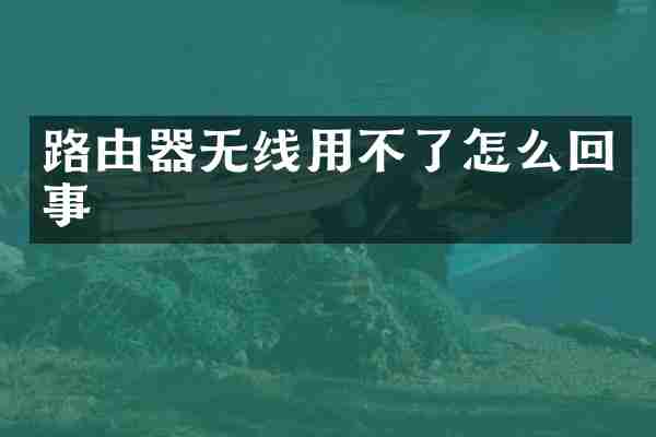 路由器无线用不了怎么回事