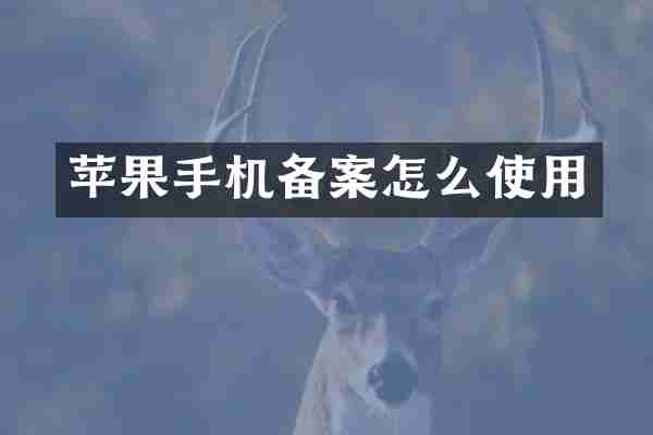 苹果手机备案怎么使用