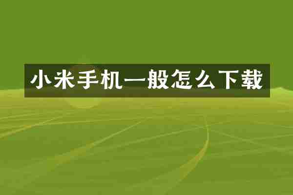 小米手机一般怎么下载