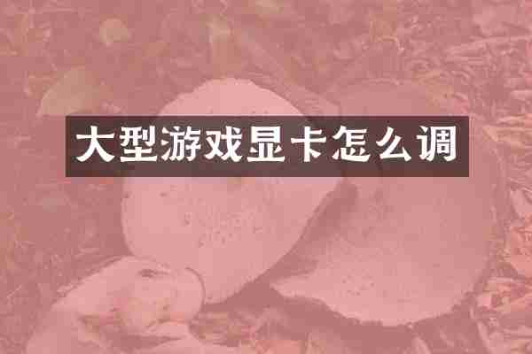 大型游戏显卡怎么调